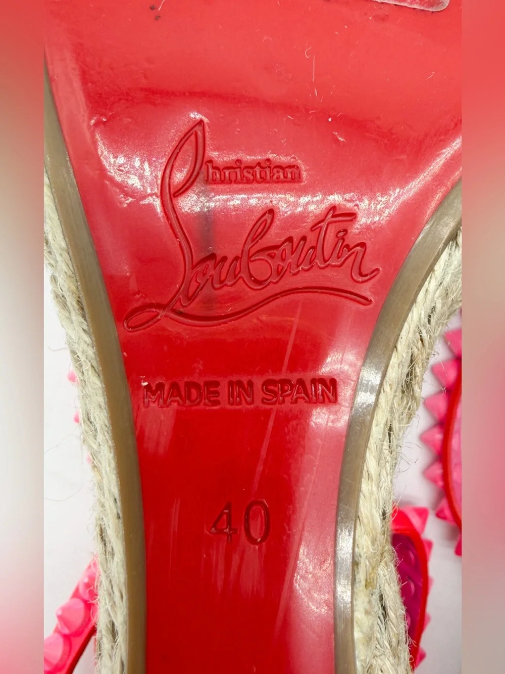 Christian Louboutin Mafaldina Zeppa Pink Leather Espadrille Wedge EU 40 US 10
